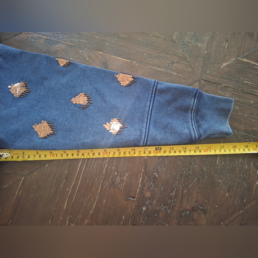 Pilcro Navy Blue Sequin Dot Cropped Sweatshirt Size XS. - Picture 7 of 9